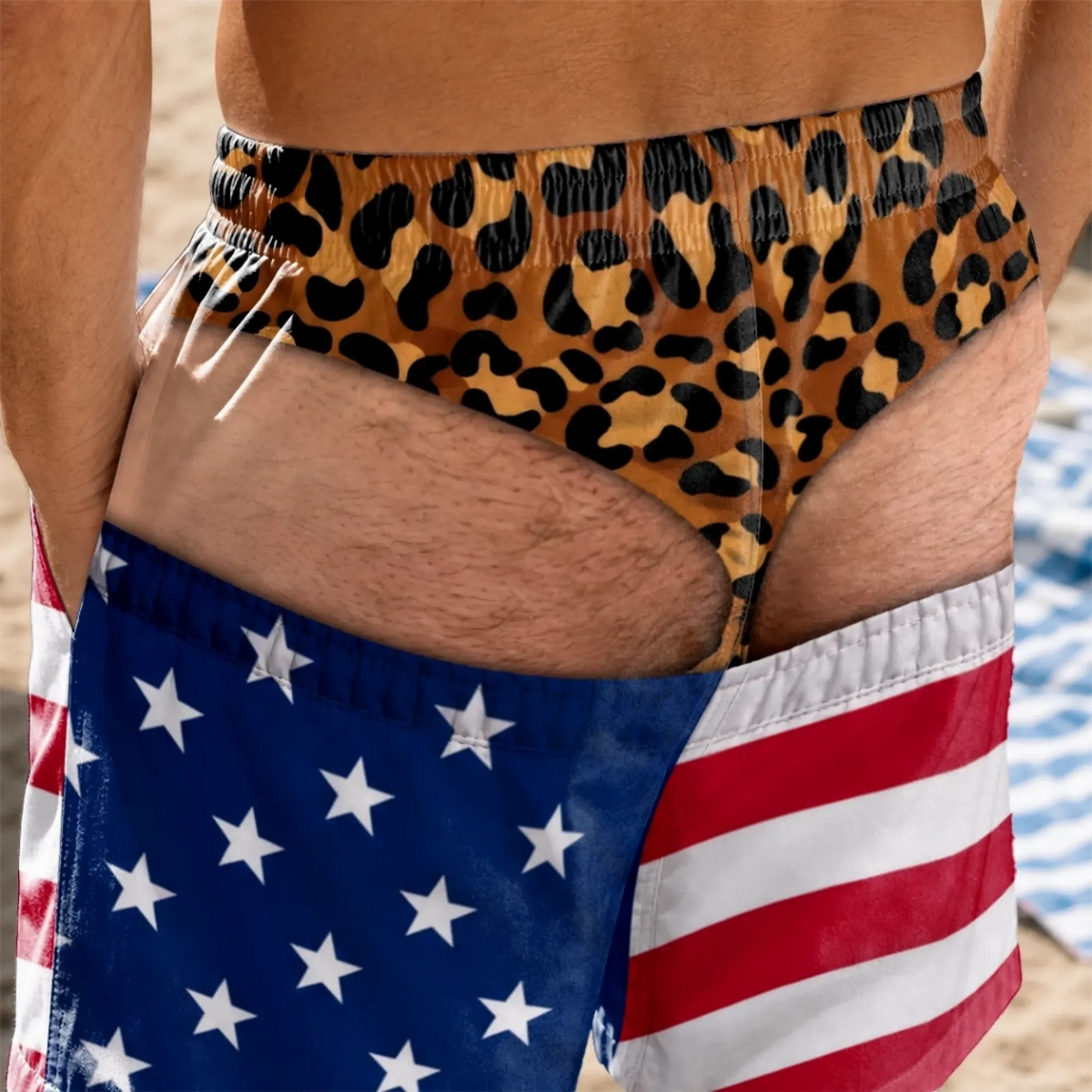 🇺🇸 Personalized “Warning: Wide Load” Men’s Swim Trunks – Funny Gift for Him