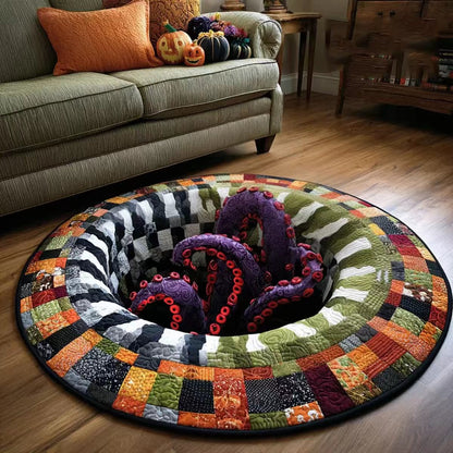 🔥 Limited time 55% OFF🎃3D Skeleton Vortex Quilted Round Halloween Rug