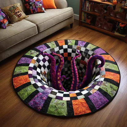 🔥 Limited time 55% OFF🎃3D Skeleton Vortex Quilted Round Halloween Rug