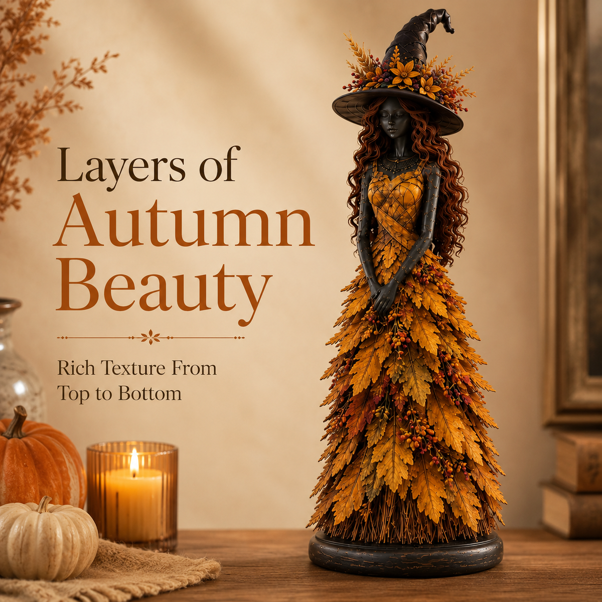 🍂 Handcrafted Autumn Leaf Magic Witch Figurine 🔮 (Free Shipping on Buy 2)
