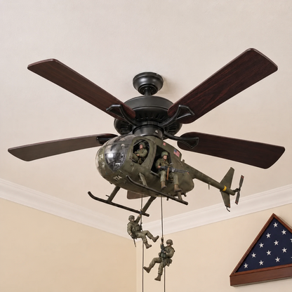 🚁 Military Helicopter Ceiling Fan Decor – Realistic Hanging Ornament for Man Cave & Home