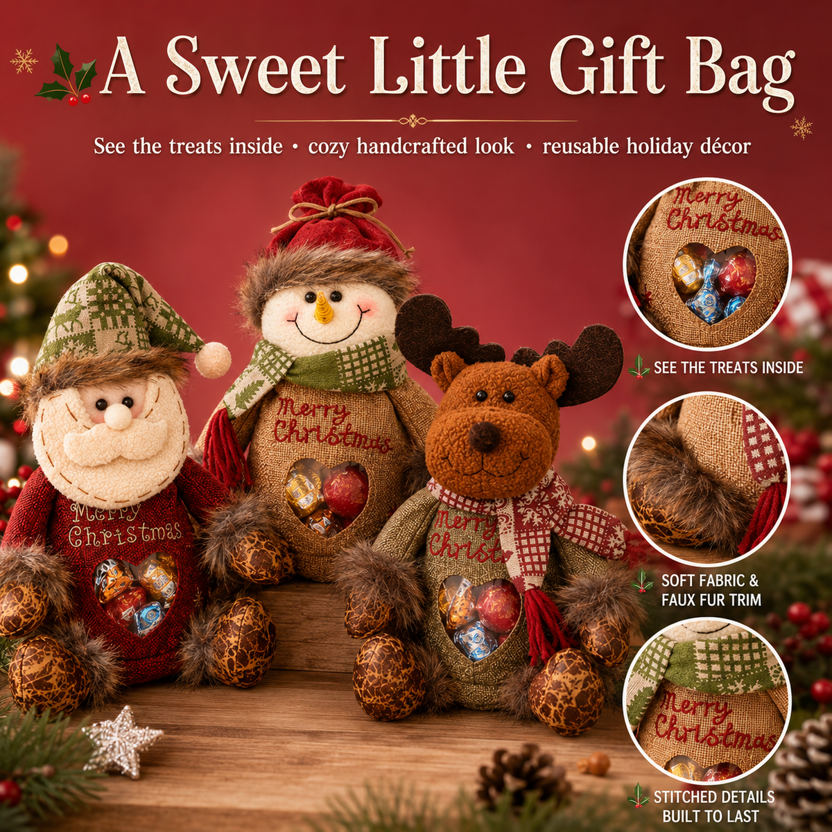 🎄Last Day 50% OFF🎁Christmas Gift Bags Zipper Design