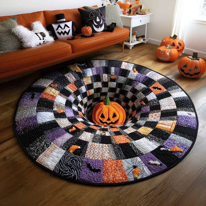 🔥 Limited time 55% OFF🎃3D Skeleton Vortex Quilted Round Halloween Rug
