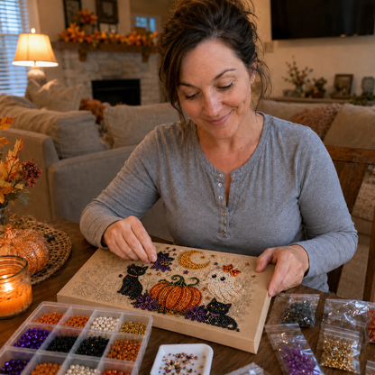 💥HOT SALE 50% OFF👻✨ Halloween Pearl Art DIY Kit – Turn Tiny Pearls into Spooky-Cute Magic