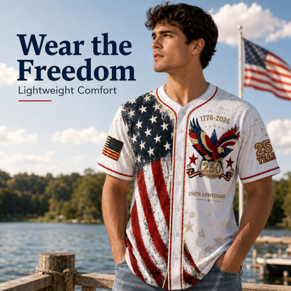 ⏰ Last Day 55% OFF 🇺🇸🦅 America 250th Anniversary Baseball Jersey – 1776–2026 Patriotic Freedom Shirt