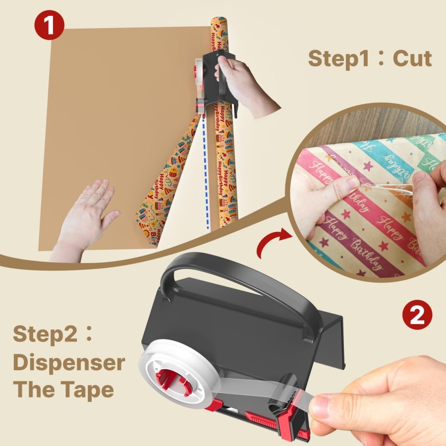 🔥HOT SALE 49% OFF - Wrapping Paper Cutter & Tape Dispenser