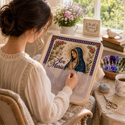 ✝️ Catholic Religious Cross Stitch Embroidery Kit | Vintage Floral Faith Wall Decor with Sacred Catholic Icon Designs 🌹🧵