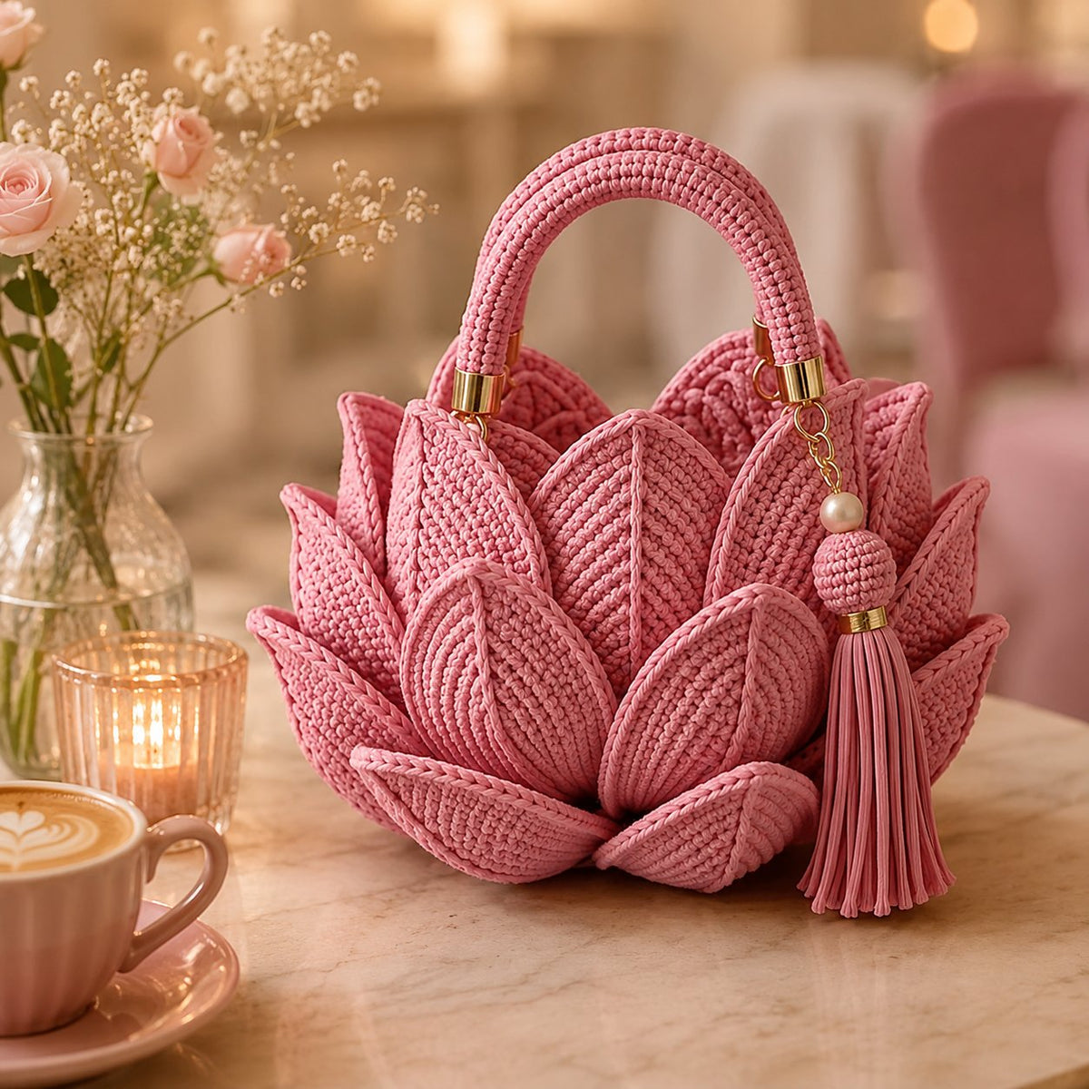 🌸👜Viral 3D Crochet Petal Handbag