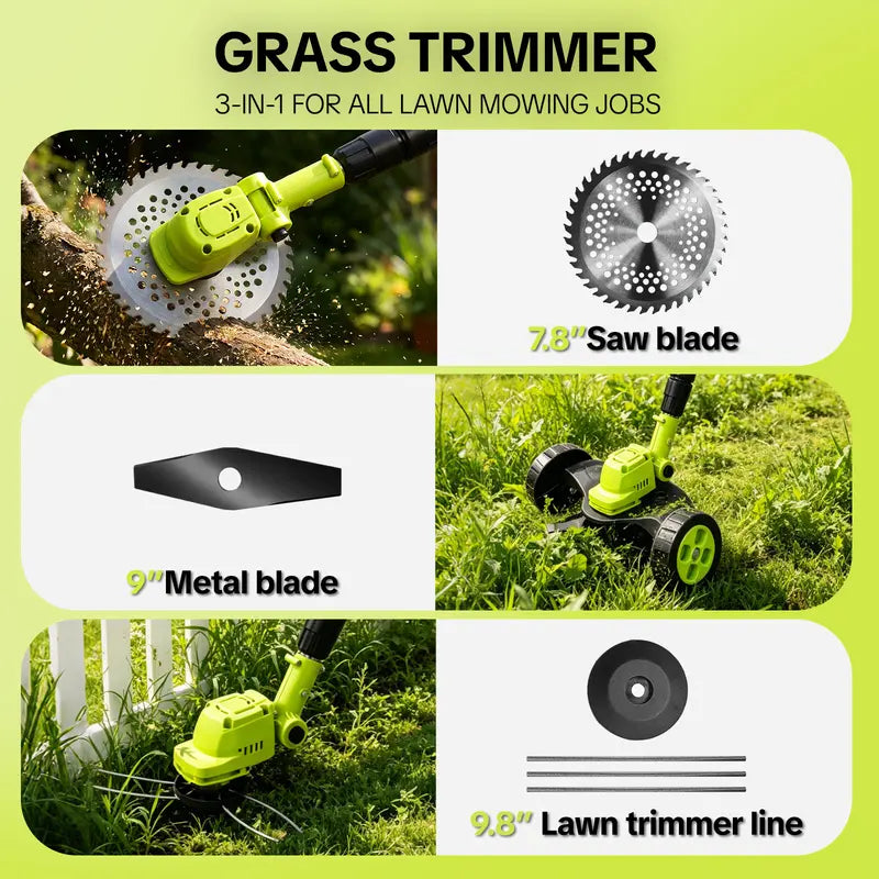 🌿Limited-time 50% OFF ⚡3-in-1 Cordless Lawn Mower – Lightweight Grass Trimmer & Edger with 2×21V Batteries🔋
