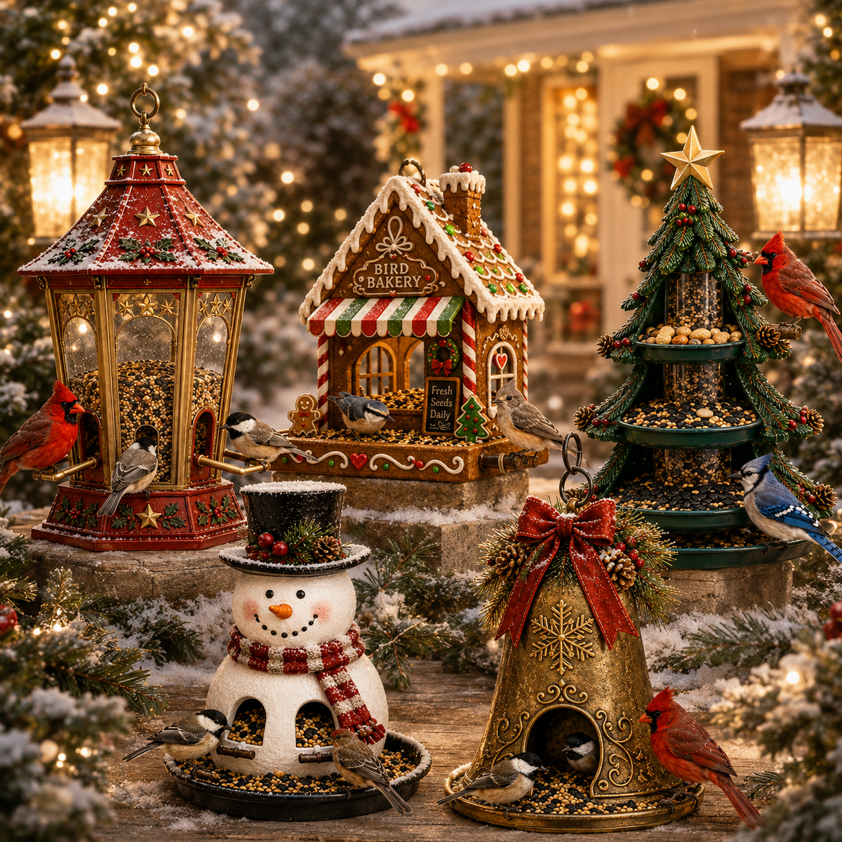 🎄 Christmas Bird Feeder  – Festive Hanging Garden Feeders for Wild Birds
