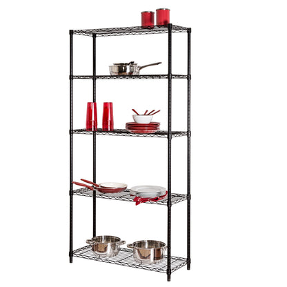 Black 5-Tier Adjustable Shelving Unit with 200-lb Shelf Capacity