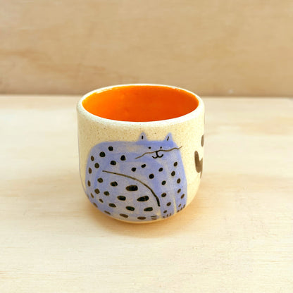 Taza pequeña gato celeste