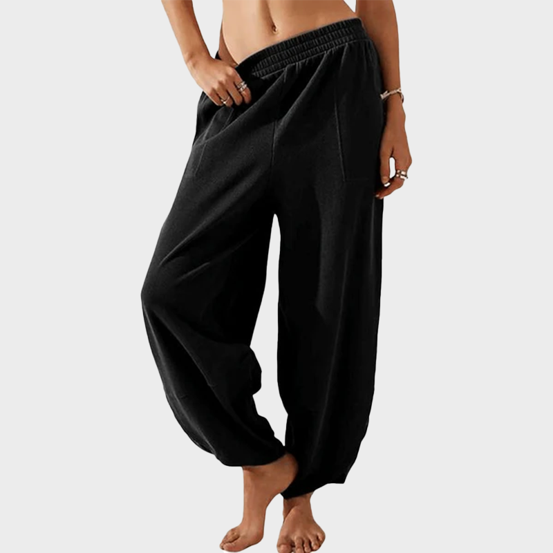 Womens Baggy Wide Leg Pants Casual Elastic Waisted Palazzo Harem Pants with Pockets