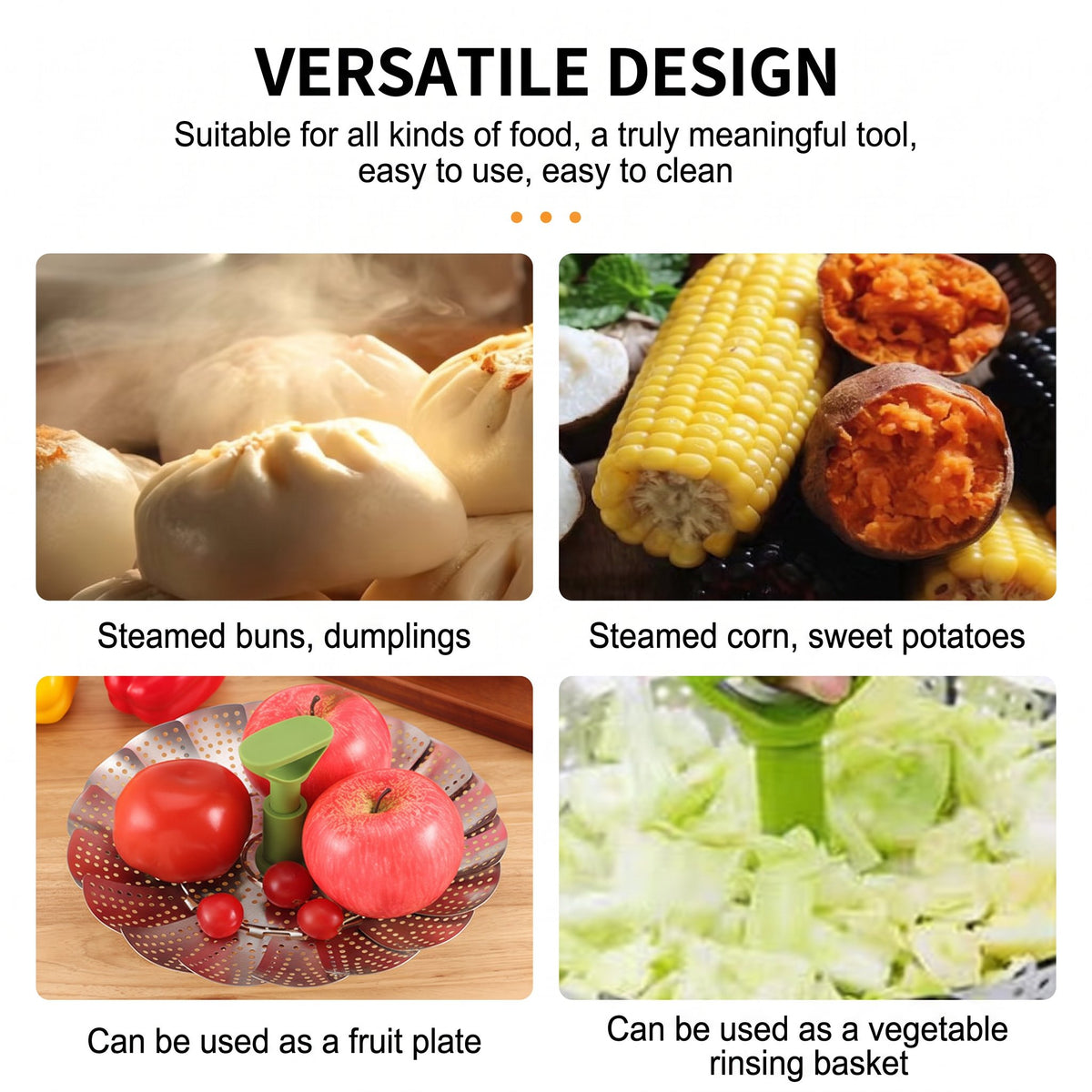 🔥Adjustable Stainless Steel Vegetable Steamer Basket | Foldable Mesh Steamer with Extendable Anti-Scald Handle