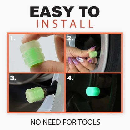 🔥LAST DAY 49% OFF🚗Glow-in-the-Dark Tire Valve Caps – Durable, Tool-Free, Fits Most Vehicles