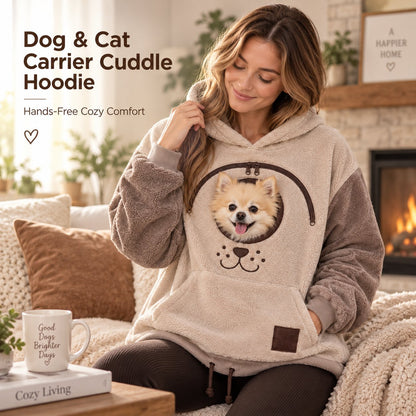 🐶💕 Cozy Pet Carrier Hoodie – Soft Fleece Cuddle Pouch Sweatshirt for Cats & Small Dogs