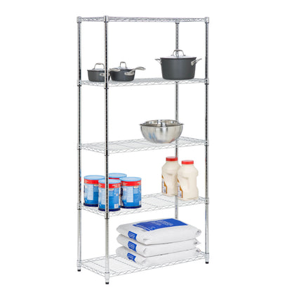 Chrome 5-Tier Adjustable Shelving Unit with 350-lb Shelf Capacity
