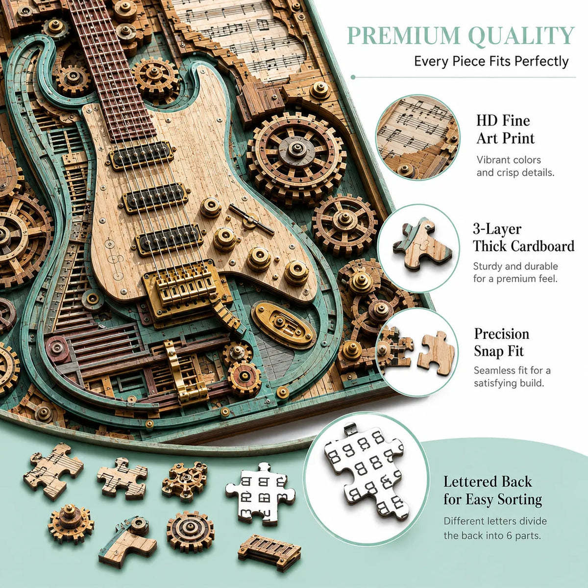 🔥LAST DAY 50% OFF 🧩Creative Steampunk Guitar 3D Puzzle