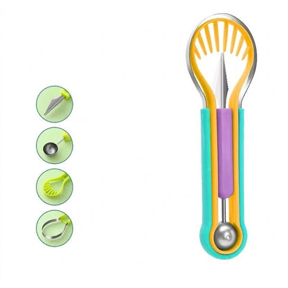 ✨ Elevate Your Fruit Preparation Game—The 3-in-1 Multi-Function Melon Ball Scoop & Carving Knife Set! ✨