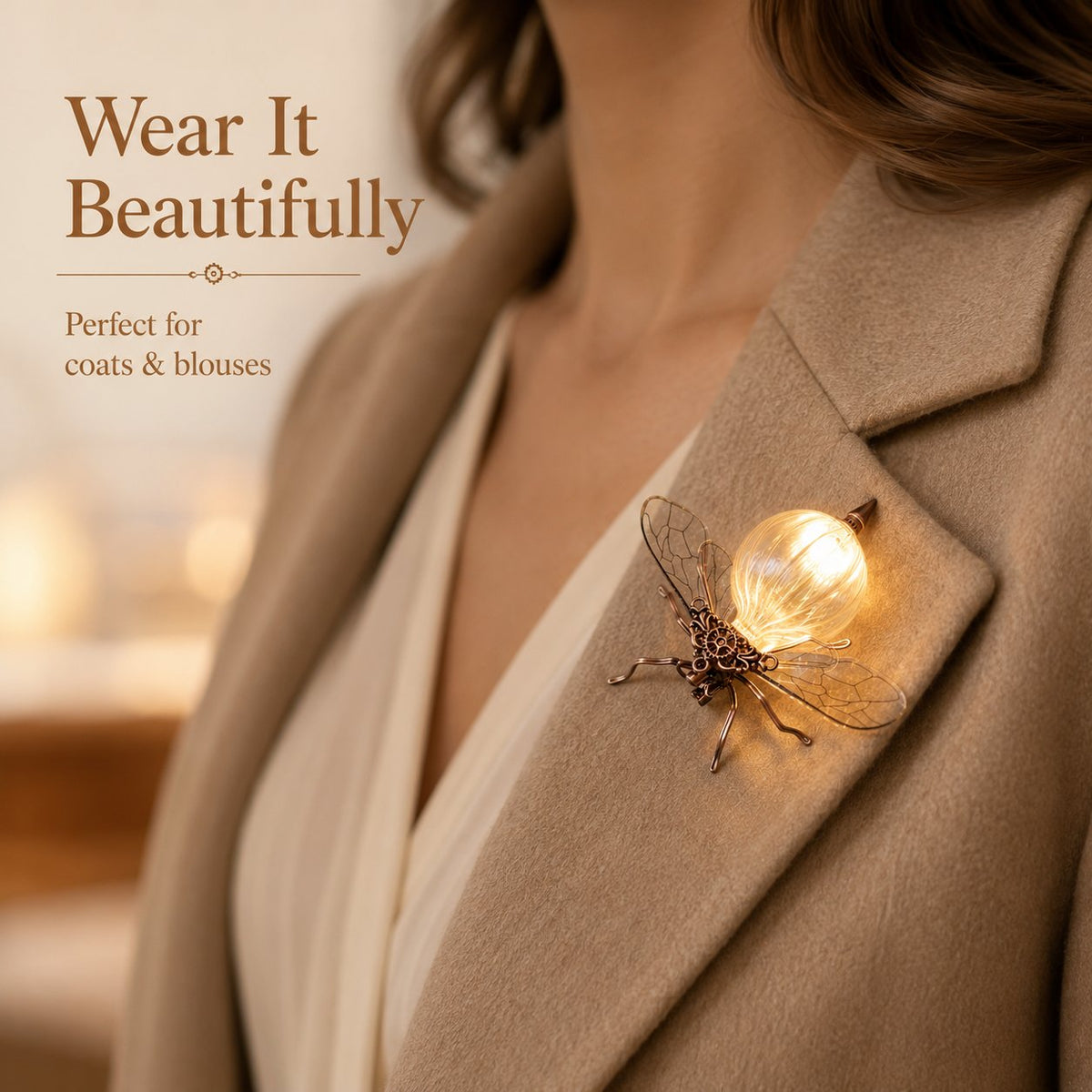 Steampunk Glowing Bee Brooch