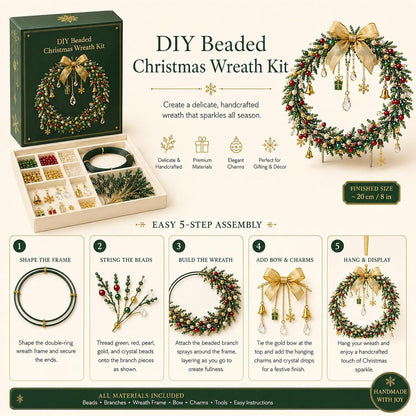 🎄DIY Beaded Christmas Wreath Kit – Handmade Holiday Wreath