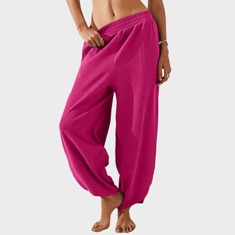 Womens Baggy Wide Leg Pants Casual Elastic Waisted Palazzo Harem Pants with Pockets