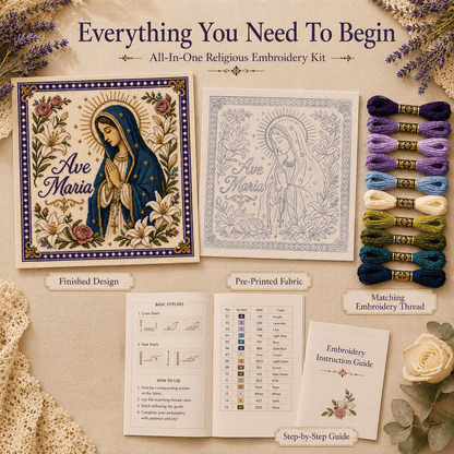 ✝️ Catholic Religious Cross Stitch Embroidery Kit | Vintage Floral Faith Wall Decor with Sacred Catholic Icon Designs 🌹🧵