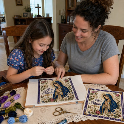 ✝️ Catholic Religious Cross Stitch Embroidery Kit | Vintage Floral Faith Wall Decor with Sacred Catholic Icon Designs 🌹🧵
