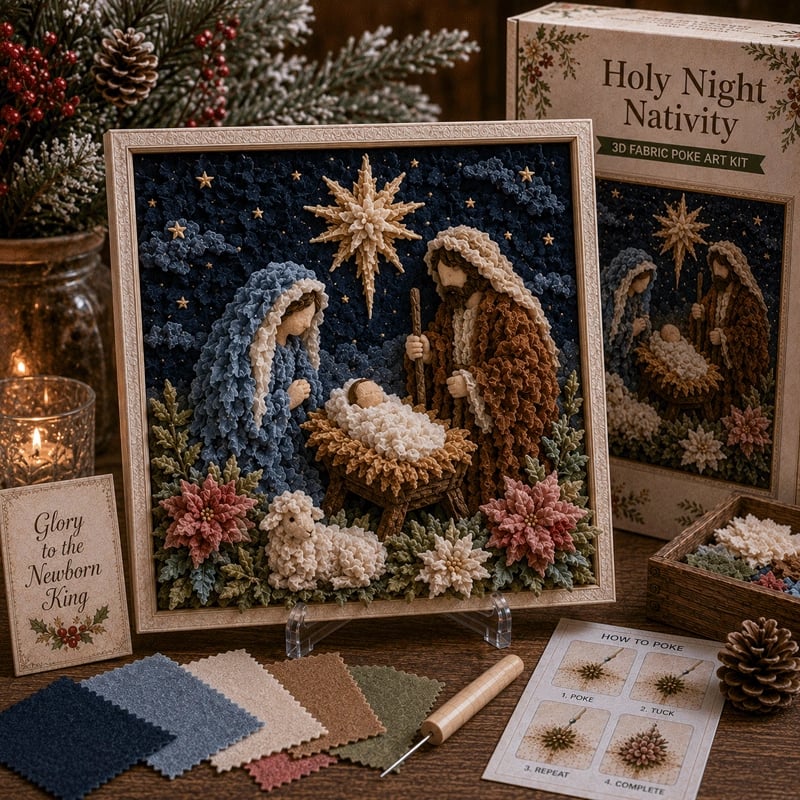 🧘Relaxing & Beginner-Friendly-✝️3D Christian Fabric Poke Art Kit