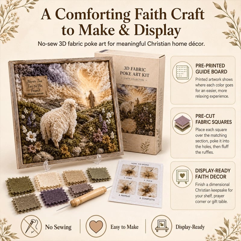 🧘Relaxing & Beginner-Friendly-✝️3D Christian Fabric Poke Art Kit