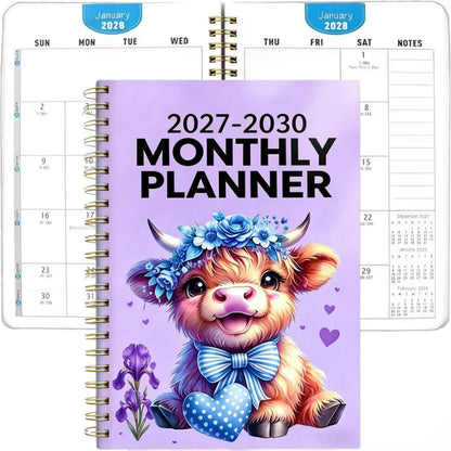 🔥 PLAN AHEAD & SAVE! — 2027–2030 Highland Cow Monthly Planner 🐮📅 | 4-Year Spiral Calendar