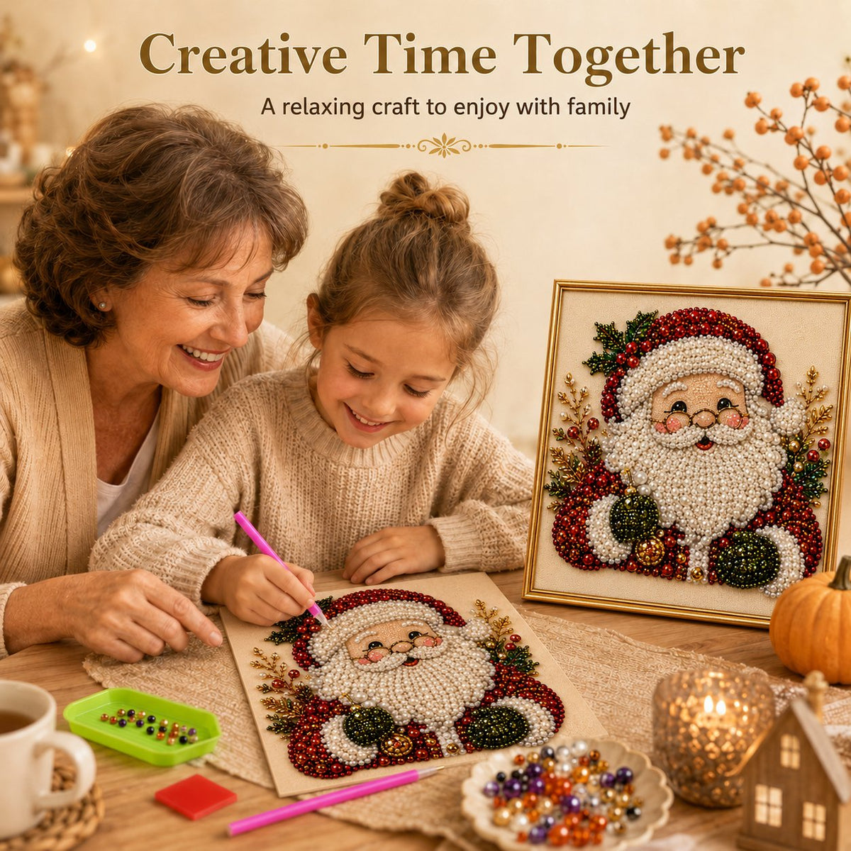 🧘Relaxing & Beginner-Friendly💎DIY Christmas Pearl Diamond Painting Art Kit With Frame(✨Crafted to be a beautiful future heirloom)