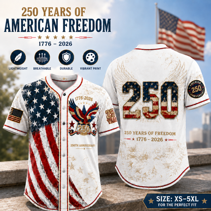 ⏰ Last Day 55% OFF 🇺🇸🦅 America 250th Anniversary Baseball Jersey – 1776–2026 Patriotic Freedom Shirt