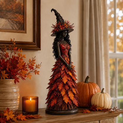 🍂 Handcrafted Autumn Leaf Magic Witch Figurine 🔮 (Free Shipping on Buy 2)