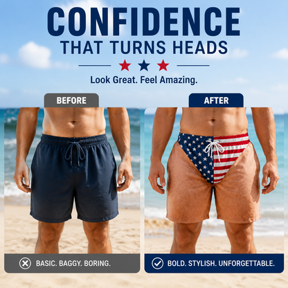 🔥 55% OFF –Custom Funny Patriotic Men’s Swim Trunks