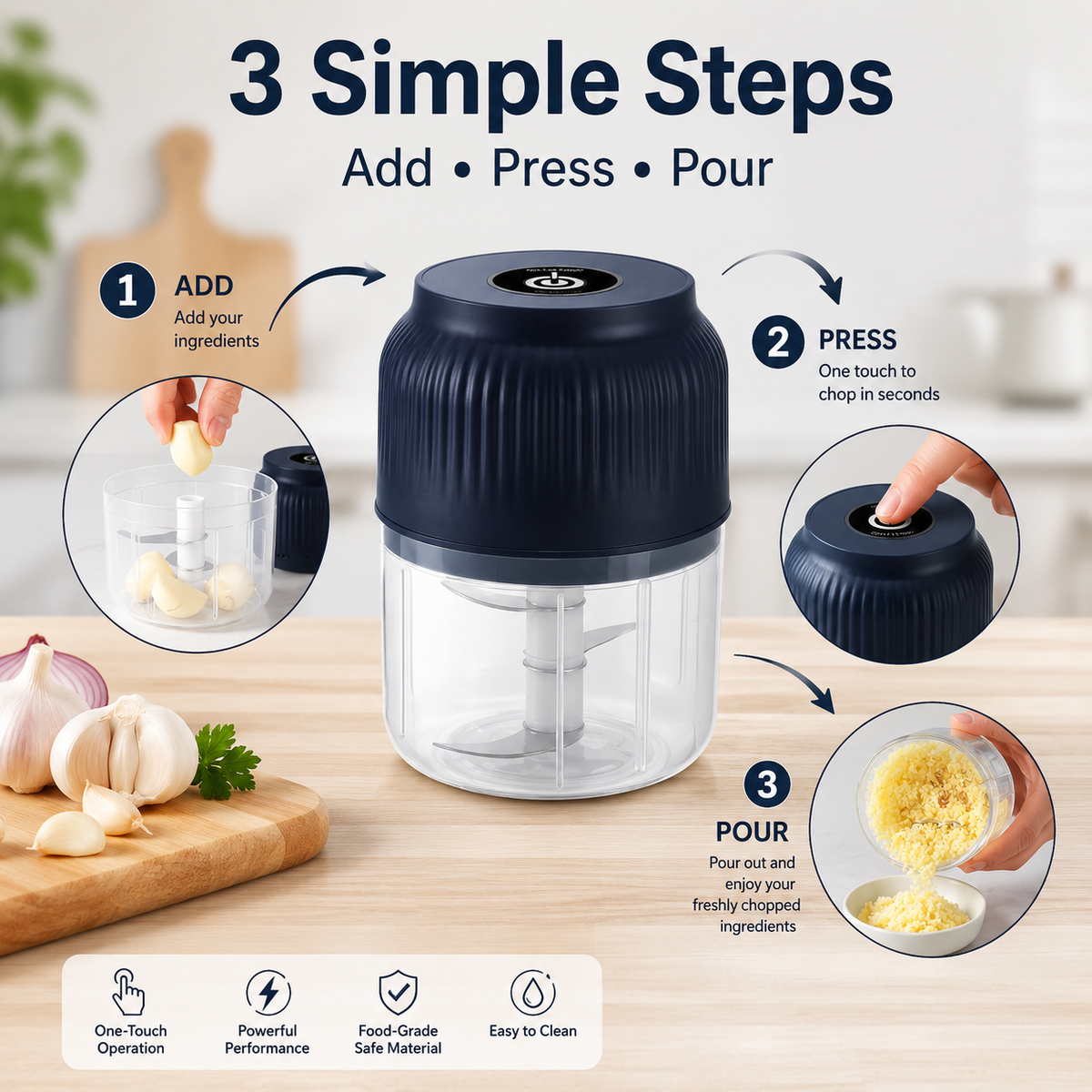 Hot Sale✨ Mini Electric Food Chopper – One-Press Garlic & Veggie Prep 🍳🥕🧄
