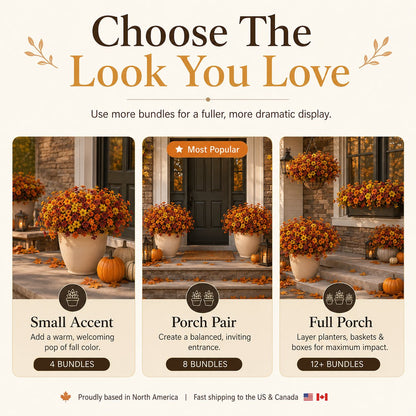 🍂 Fall Porch Faux Flower Bundles – Rustic Outdoor Autumn Decor
