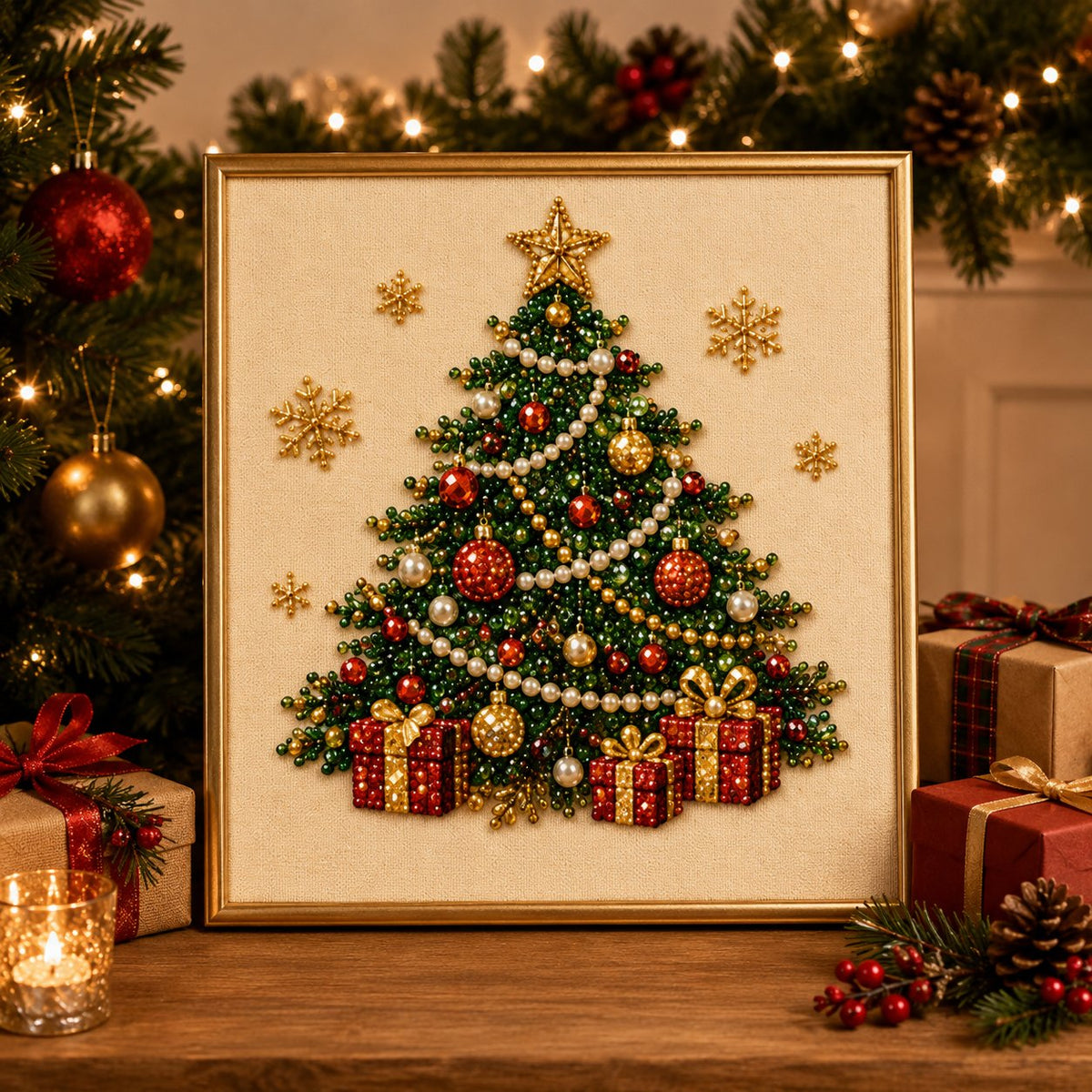 🧘Relaxing & Beginner-Friendly💎DIY Christmas Pearl Diamond Painting Art Kit With Frame(✨Crafted to be a beautiful future heirloom)