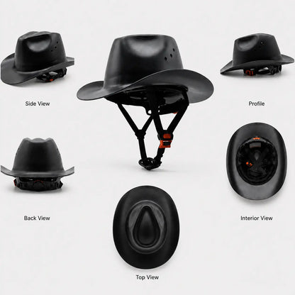 🤠 Cowboy Hard Hat – Western Style Wide Brim Work Helmet with Chin Strap