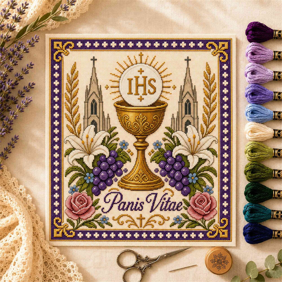 ✝️ Catholic Religious Cross Stitch Embroidery Kit | Vintage Floral Faith Wall Decor with Sacred Catholic Icon Designs 🌹🧵