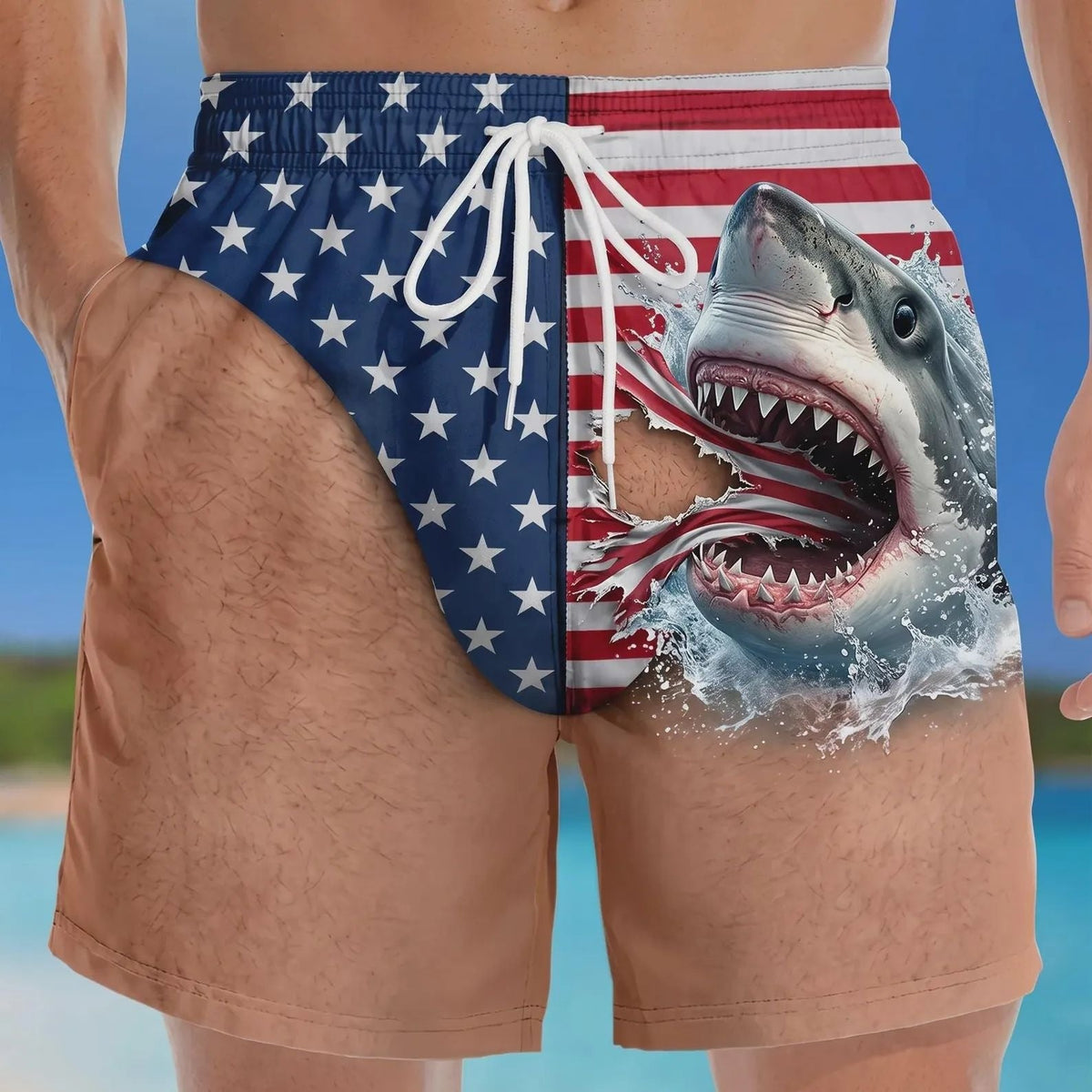 🔥 55% OFF –Custom Funny Patriotic Men’s Swim Trunks