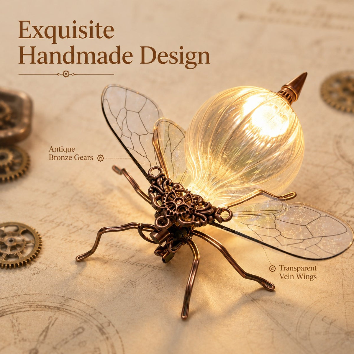 Steampunk Glowing Bee Brooch