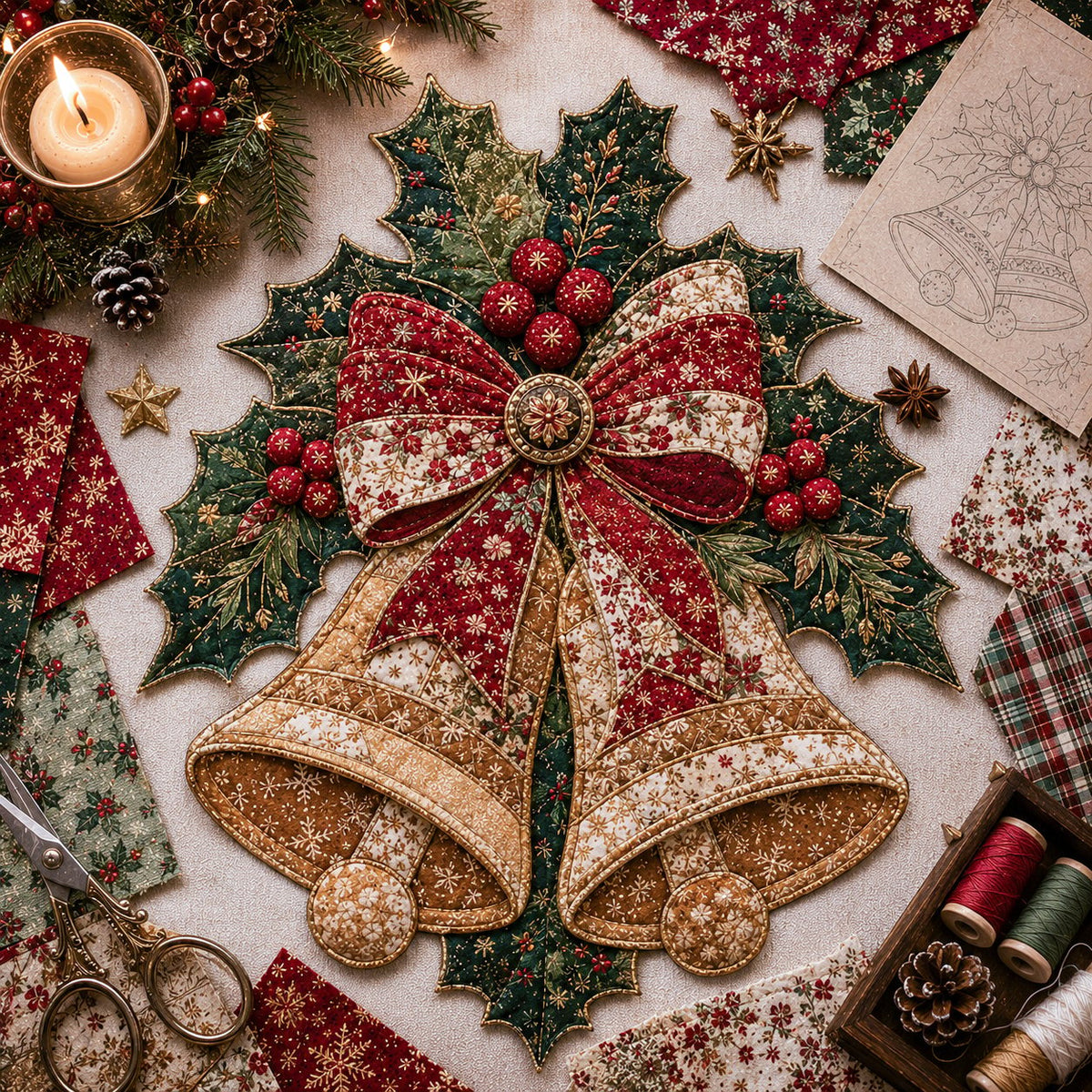 🔥LAST DAY 50% OFF - 🎅Christmas Patchwork Fabric DIY Decor Kit – Stunning Results, Zero Experience Needed