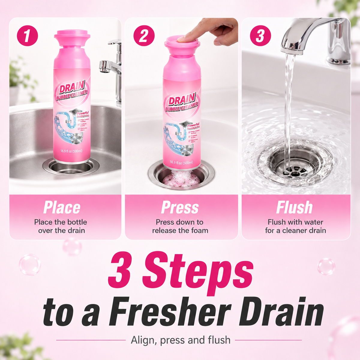 🫧 Foaming Pipe Cleaner & Drain Deodorizer – 360° Expanding Sink Foam ✨
