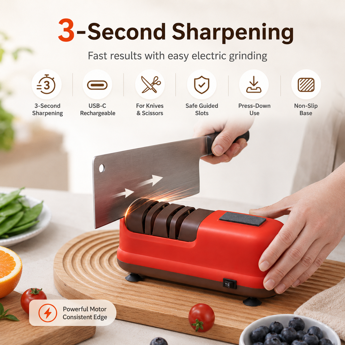 🔪 Electric Knife Sharpener for Razor-Sharp Kitchen Blades in Seconds⚡