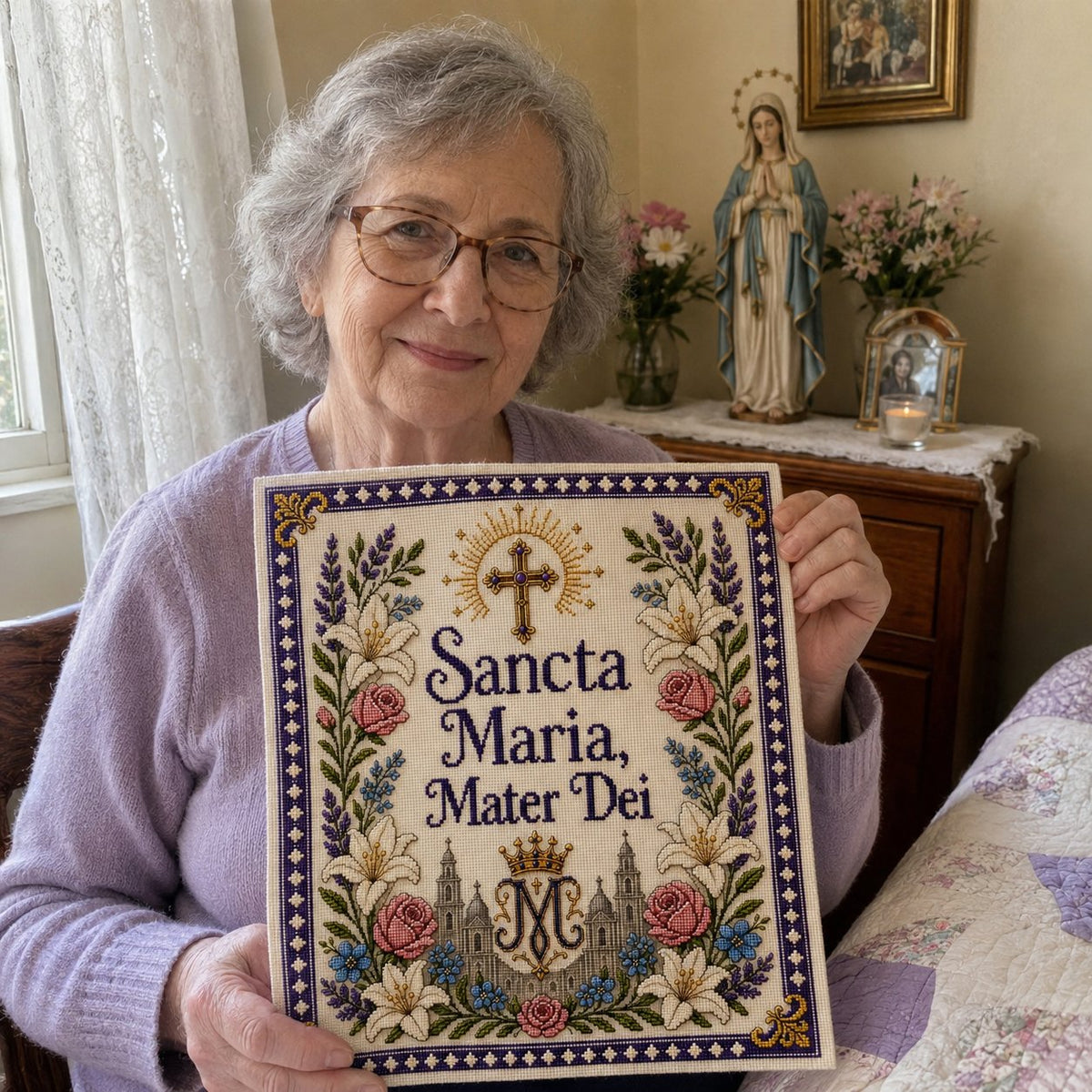 ✝️ Catholic Religious Cross Stitch Embroidery Kit | Vintage Floral Faith Wall Decor with Sacred Catholic Icon Designs 🌹🧵