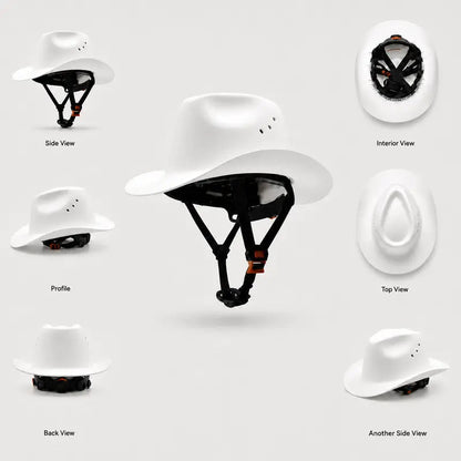 🤠 Cowboy Hard Hat – Western Style Wide Brim Work Helmet with Chin Strap