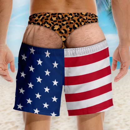 🇺🇸 Personalized “Warning: Wide Load” Men’s Swim Trunks – Funny Gift for Him