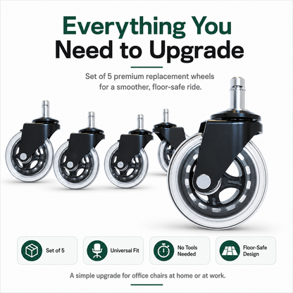 🔥Premium Inline-Style Office Chair Wheels – Universal Fit • Easy Install