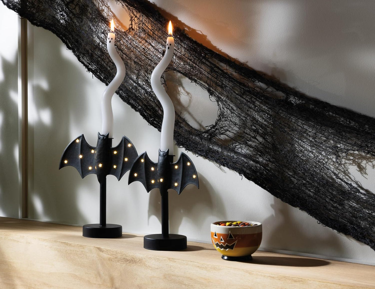 Twinkle Bat LED Candlestick — Gothic Halloween Ambience Light